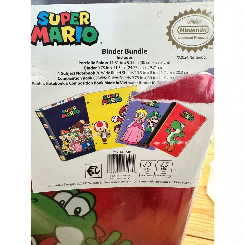 Super Mario Binder Bundle‎ Portfolio Notebook Composition Book Nintendo